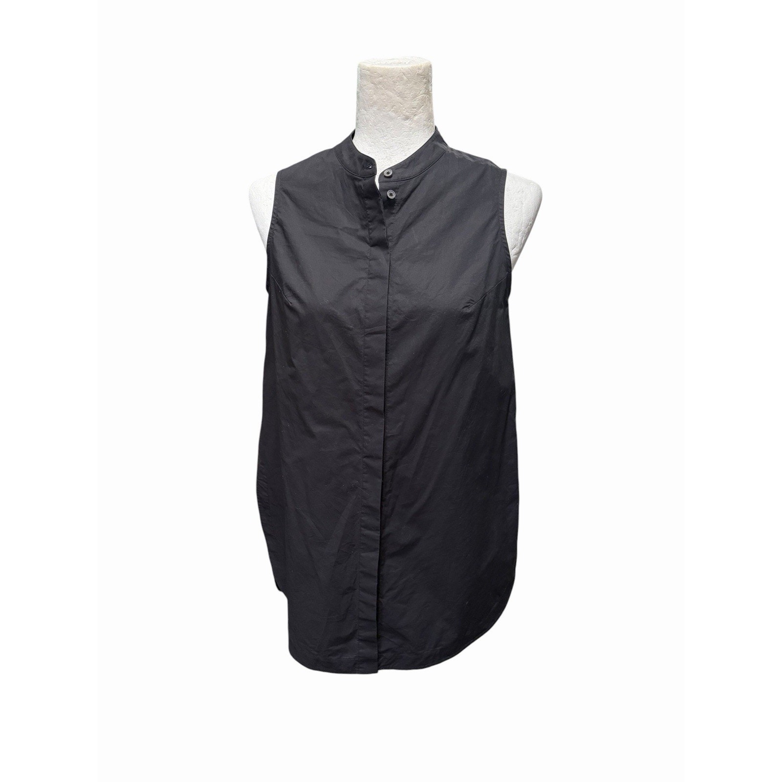 All Saints Organic Cotton Black Sleeveless Shirt Classic Luxury Oversized Xs